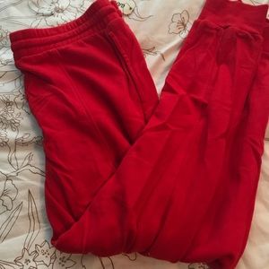 red joggers